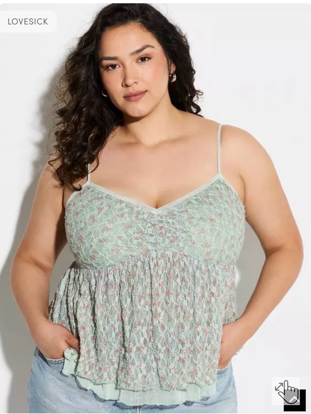 torrid Mint Floral Lace Cami with Adjustable Straps